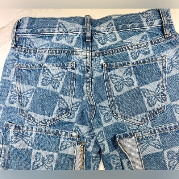 PACSUN Jeans, Low Rise Straight, Butterflies, Medium Blue, Size 22(0) - Picture 3 of 6